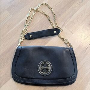 Tory Burch Black Shoulder Bag with Gold Chain